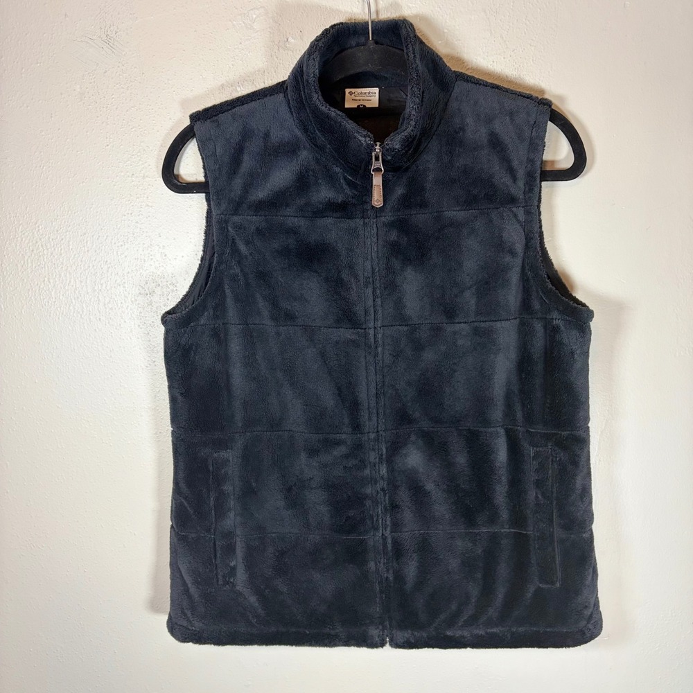 Columbia Womens High Pile Fleece Full Zip Vest Black Charcoal Grey AL1038 M